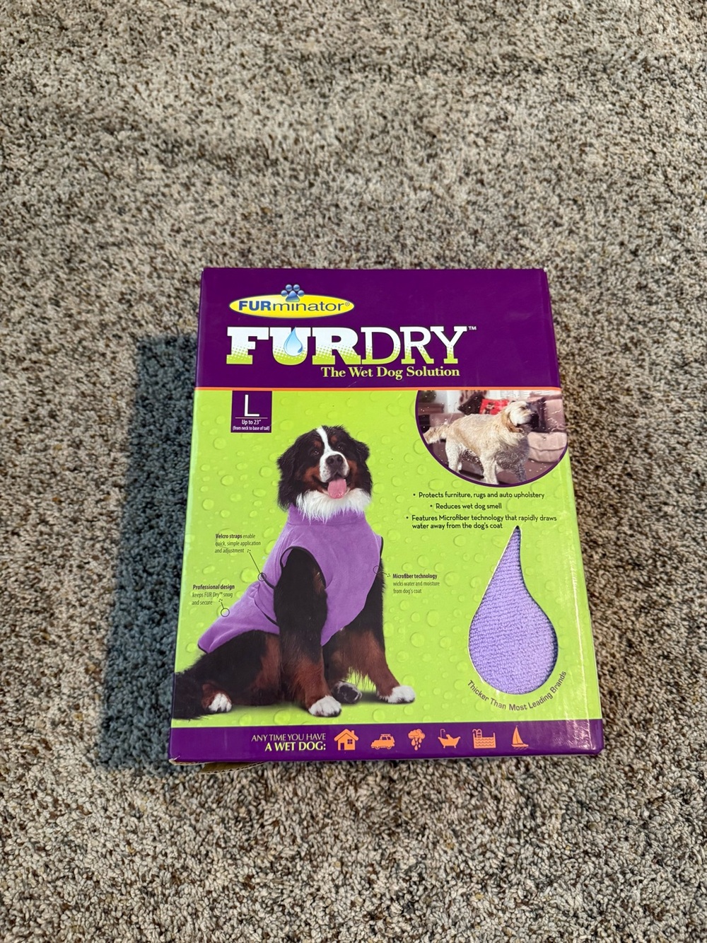 NEW Furminator FurDry The Wet Dog Solution Grooming Wrap LARGE Up to 23”